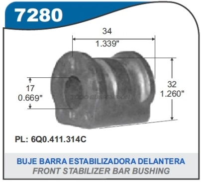 VW BUJE BARRA ESTAB.CENTRAL FOX / SURAN / GOL TREND / VOYAGE (BARRA 19MM)