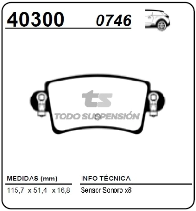 RT PAST. FRENO TRAS. RENAULT MASTER 00/... / NISSAN INTERSTAR