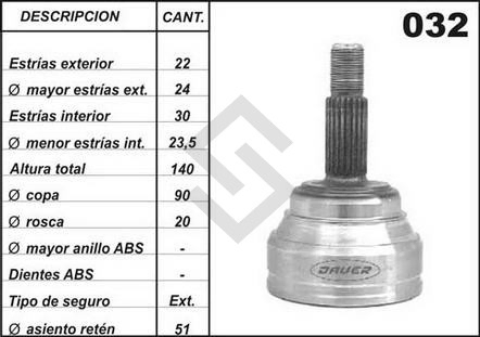 VW JTA.HOMOC. POINTER 1.6 /QUANTUM/GOL 2.0-C/KIT