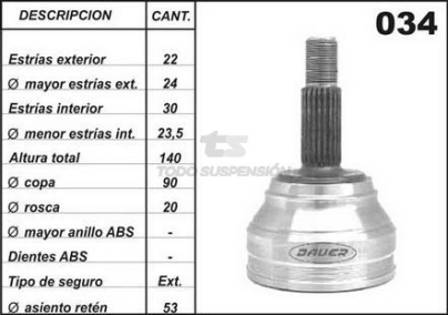 VW JTA.HOMOC. POLO/SEAT CORDOBA/IBIZA/TOLEDO/FOX (22 - 30)  - C/KIT