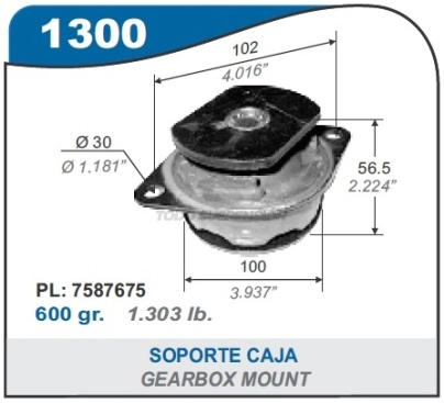FT SOPORTE CAJA VEL. DUNA / UNO 1.4/1.6 /DUNA WEEKEND 1.7 DIESEL - 84/... / TIPO 1.4