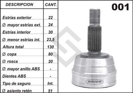 VW JTA.HOMOC. GACEL/PASAT 1.5/1.6 - 82/83 - C/KIT