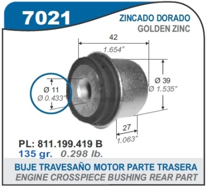 FD BUJE TRAS.CUADRO MOTOR GALAXY/ CARAT/QUANTUM - INT. 11 MM.