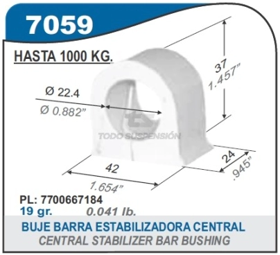 RT BUJE BARRA ESTAB.CENTRAL TRAFIC - DIAM. 22.4MM