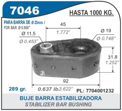 RT BUJE BARRA ESTAB.TRAFIC (B/ESTAB.23MM DIAM)