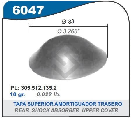 VW TAPA SUP.SUSP.TRAS.GOL/GACEL/SAVEIRO(EX CP1411)