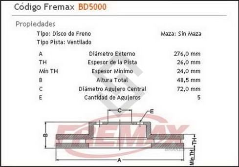 IM DISCO FRENO DEL. (V) KIA CARNIVAL 2.5 24V 01/06