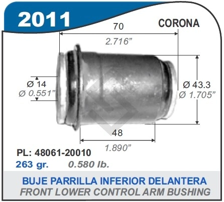 IM BUJE PARRILLA SUP.DEL.TOYOTA CORONA 48061-20020