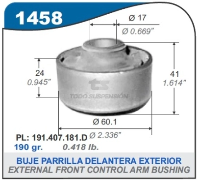 VW BUJE PARRILLA DEL.POLO/GOLF - PARTE TRAS.
