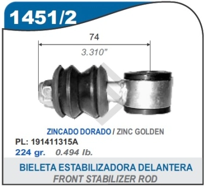 VW BIELETA GOLF (ZINCADO DORADO)