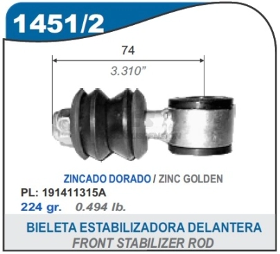 VW BIELETA GOLF (ZINCADO DORADO)