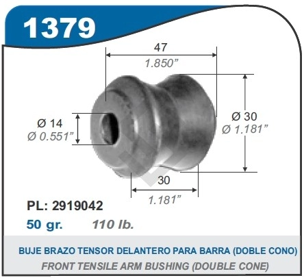 FT BUJE BRAZO TENSOR DEL.DUNA/ UNO../90- DIAM.14MM