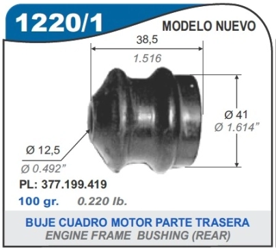 VW BUJE CUADRO MOTOR GACEL/GOL/SENDA/CARAT -95/... - TRASERO