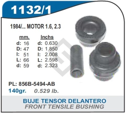 FD BUJE TENSOR DEL. SIERRA (2 GOMAS / 1 TUBO)