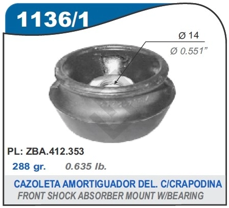 VW CAZOLETA GACEL/CARAT/PASSAT - C/CRAPODINA