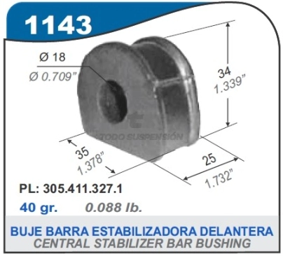 VW BUJE BARRA ESTAB.CENTRAL GACEL/GOL/SENDA/CARAT - 18MM