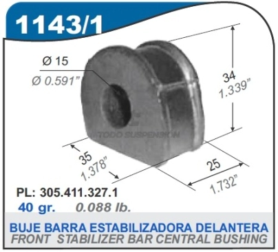 VW BUJE BARRA ESTAB.GOL/GACEL/SENDA/CARAT - DIAM. 15MM
