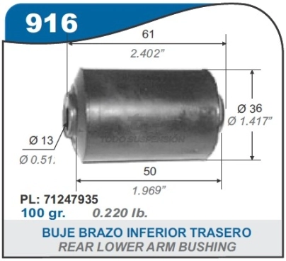 VD BUJE BRAZO INF.TRAS.D.1500/1800