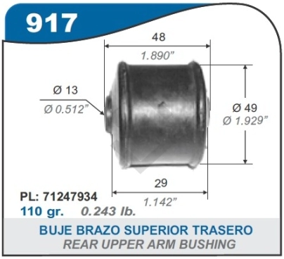 VD BUJE BRAZO SUP. TRAS.D.1500 /1800