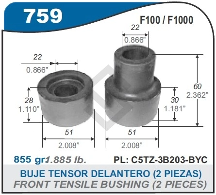 FD BUJE TENSOR DEL. F.100 (2 PIEZAS)