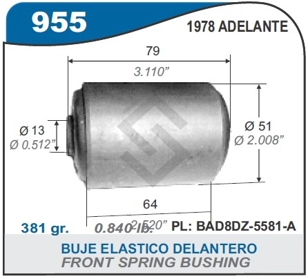 FD BUJE ELASTICOS FALCON 78/.. - PARTE DELANTERA
