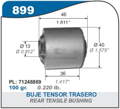 VD BUJE TENSOR TRAS. DODGE 1500/1800 RURAL