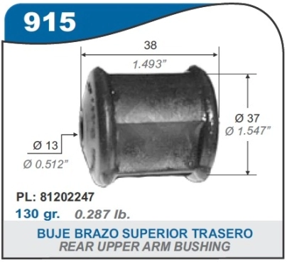 VW BUJE BRAZO SUP.TRAS.CANONERA DODGE 1500/1800
