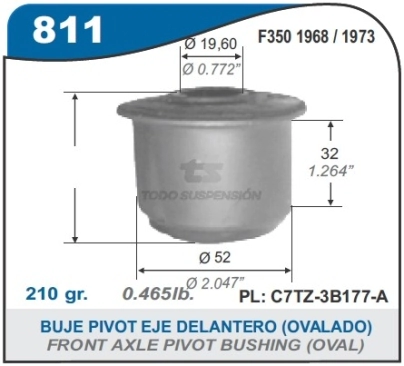 FD BUJE PIVOT DEL. F.350 TIB - (OVALADO) DIAM. 19