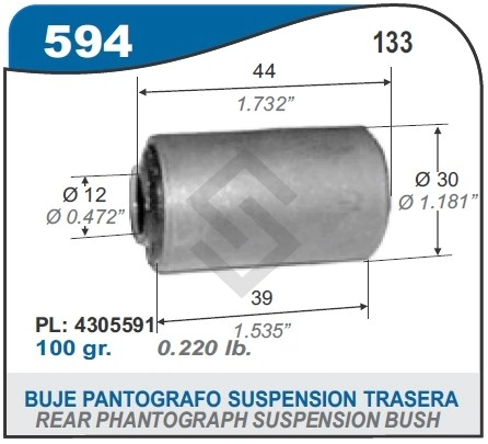 FT BUJE PANTOGRAFO SUSPENSION TRAS. F.133