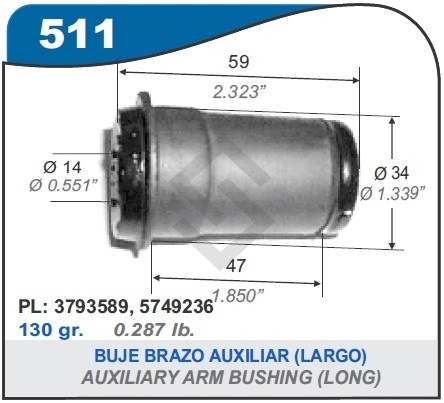 CH BUJE BRAZO AUXILIAR LARGO CHEVROLET 400
