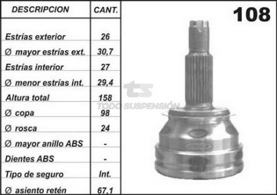 RT JTA. HOMOC. MASTER 2.8- TDI 98 SIN ABS (28/27) C/KIT