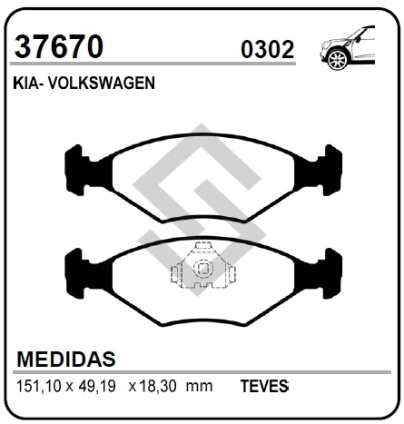 VW PAST. FRENO DEL. GACEL / CARAT / SENDA 87/96