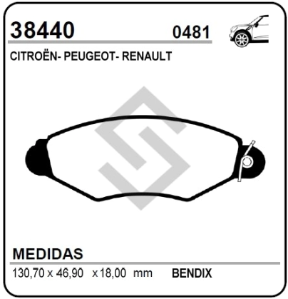 VR PAST. FRENO DEL. XSARA BERLINA / P.206 / KANGOO