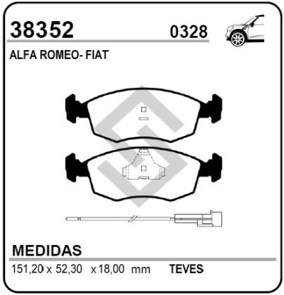 FT PAST. FRENO DEL. PALIO WKEND 97/.. - SIENA 16V 97/.. - TEMPRA 95/96 - TIPO 2.0 16V