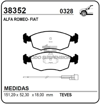 FT PAST. FRENO DEL. PALIO WKEND 97/.. - SIENA 16V 97/.. - TEMPRA 95/96 - TIPO 2.0 16V