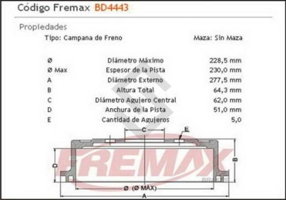 IM CAMP. FRENO TRAS. TOYOTA RAV4 2.4   96/05