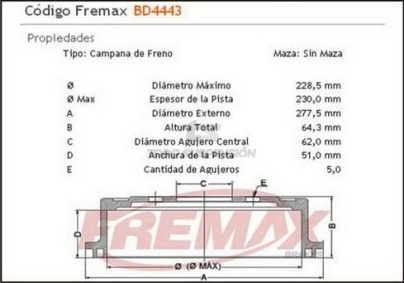 IM CAMP. FRENO TRAS. TOYOTA RAV4 2.4   96/05