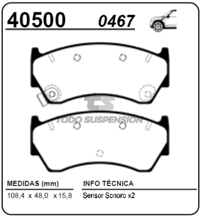 VR PAST. FRENO DEL. NISSAN SENTRA / ALMERA 96/...