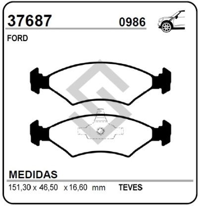 FD PAST. FRENO DEL. FIESTA KINETIC 10/... / KA 09/... / COURIER 1.6 09/...