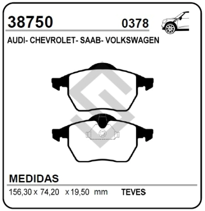 VR PAST. FRENO DEL. VECTRA / PASSAT / SAAB 900