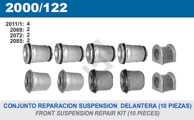 IM KIT BUJES SUSP. DEL. TOYOTA HILUX 4X4 SR5 (6 PIEZAS)