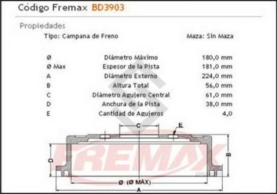 IM CAMP. FRENO TRAS. HONDA FIT 03/...