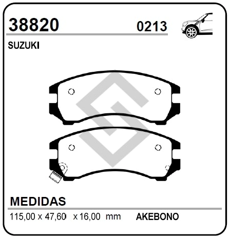 **IM PAST. FRENO DEL. SUZUKI SWIFT GTI 1.3/GLX 1.6 - 90/94