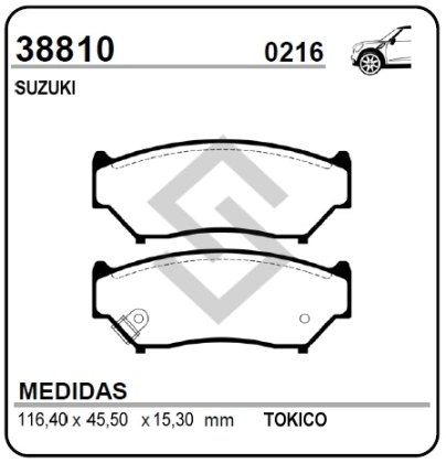 VR PAST.FRENO DEL.SUZUKI SIDERICK/VITARA -  90/94 (4 PTAS) - METALICA