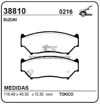 VR PAST.FRENO DEL.SUZUKI SIDERICK/VITARA -  90/94 (4 PTAS) - METALICA