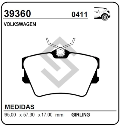 VR PAST. FRENO TRAS. TRANSPORTER 1.9 TURBO DIESEL