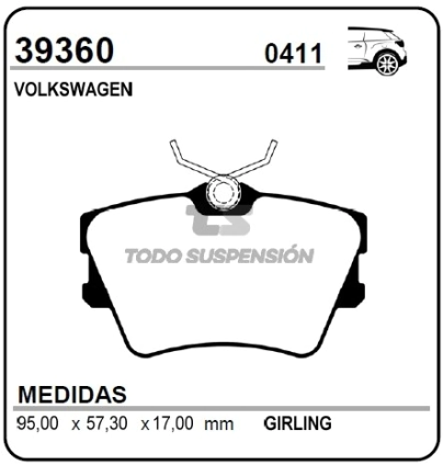 VR PAST. FRENO TRAS. TRANSPORTER 1.9 TURBO DIESEL