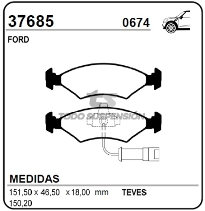 VR PAST. FRENO DEL. COURIER / ESCORT 1.1/1.6L GHIA / FIESTA