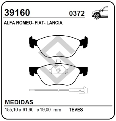 VR PAST. FRENO DEL. MAREA / BRAVO / BRAVA / A.ROMEO 145 / QUADRIFOGLIO - 95/96