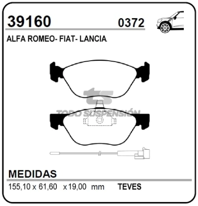 VR PAST. FRENO DEL. MAREA / BRAVO / BRAVA / A.ROMEO 145 / QUADRIFOGLIO - 95/96